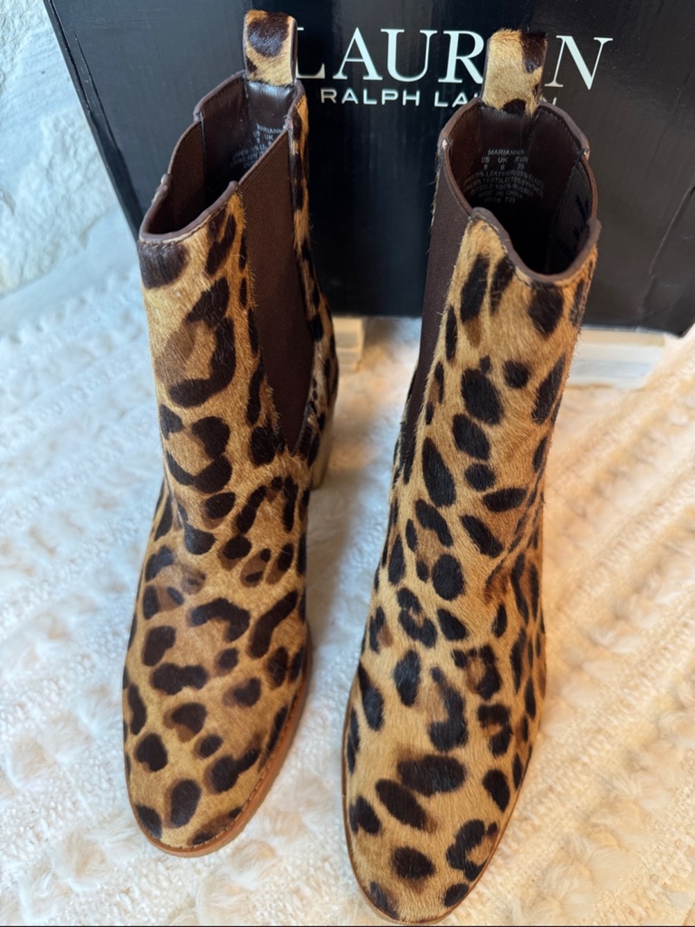 Lauren Ralph Lauren Leopard-Print Chelsea Ankle Boots - Brown and Black Leopard. - Picture 5 of 6